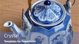  Presentation with teapot - Presentation enhanced with vintage-traditional-ceramic-chinese-teapot background and a teal colored foreground