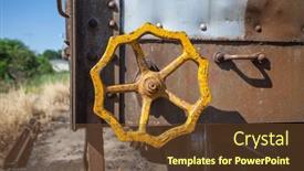  Presentation with vintage steam powered railway train - Presentation design having vintage-train-wagon-stationed background and a tawny brown colored foreground