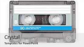  Presentation with cassette - Theme with vintage transparent compact cassette background and a light gray colored foreground