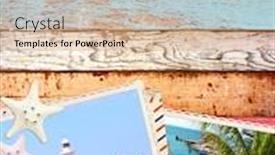  Presentation with old wood planks - Amazing PPT theme having vintage-travel-background-with-old backdrop and a coral colored foreground