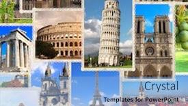  Presentation with vintage retro - Colorful slide set enhanced with vintage-travel-background-with-retro backdrop and a light blue colored foreground