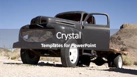  Presentation with truck - PPT theme consisting of vintage truck abandoned in desert background and a  colored foreground