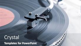  Presentation with record player - PPT theme enhanced with vintage-turntable-vinyl-record-player background and a ocean colored foreground
