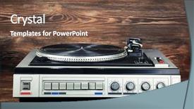  Presentation with record player - PPT theme having vintage turntable vinyl record player background and a tawny brown colored foreground