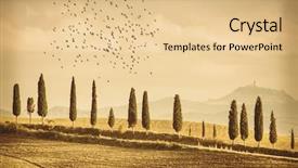  Presentation with tuscany - PPT theme with vintage tuscany landscape of country background and a lemonade colored foreground