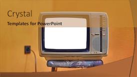  Presentation with vintage - Amazing PPT layouts having vintage-tv-set backdrop and a gold colored foreground