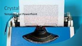  Presentation with vintage - PPT theme consisting of vintage-typewriter-on-a-blue background and a cyan colored foreground