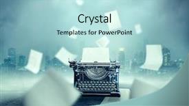  Presentation with urban - Audience pleasing presentation consisting of vintage typewriter urban landscape backdrop and a light blue colored foreground