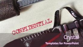  Presentation with aged paper - Presentation theme having vintage typewriter with typed word confidential in red on aged paper close-up view shows all the dust on this antique with great paper and ink textures background and a tawny brown colored foreground