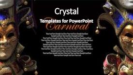  Presentation with masquerade mask - Colorful PPT theme enhanced with vintage venetian carnival masks backdrop and a black colored foreground