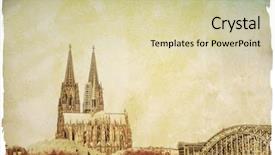  Presentation with gothic cathedral - Theme enhanced with vintage view of gothic cathedral in cologne germany background and a soft green colored foreground