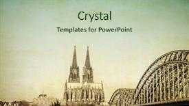  Presentation with cologne - Presentation with vintage view of gothic cathedral in cologne germany background and a mint green colored foreground