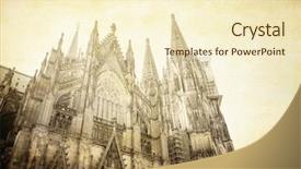  Presentation with cologne - Presentation theme having vintage view of gothic cathedral in cologne germany background and a cream colored foreground
