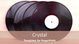  Presentation with vinyl - Amazing slides having vintage-vinyl-discs-on-wooden backdrop and a coral colored foreground