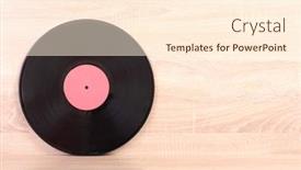  Presentation with vinyl - PPT theme having vintage-vinyl-discs-on-wooden background and a cream colored foreground