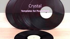  Presentation with vinyl - Colorful PPT theme enhanced with vintage-vinyl-discs-on-wooden backdrop and a wine colored foreground