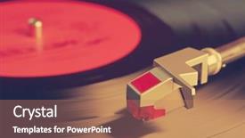  Presentation with record player - PPT layouts enhanced with vintage vinyl player retro film background and a coral colored foreground
