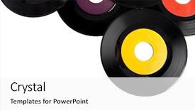  Presentation with vinyl record - Audience pleasing slides consisting of vintage vinyl record albums with copy space on a white background add text or graphic to record label backdrop and a white colored foreground