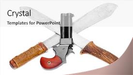  Presentation with weapons - Colorful slides enhanced with vintage weapons on a white backdrop and a  colored foreground