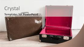  Presentation with luggage - Cool new slide deck with vintage-weathered-old-classic-travel backdrop and a white colored foreground