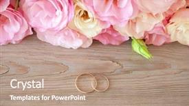  Presentation with pink gold - Slide set consisting of vintage wedding background with gold background and a coral colored foreground