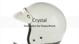  Presentation with vintage motorcycle - Theme having vintage white motorcycle helmet isolated background and a light gray colored foreground