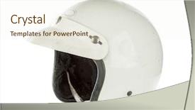  Presentation with vintage motorcycle - Audience pleasing PPT layouts consisting of vintage white motorcycle helmet isolated backdrop and a sky blue colored foreground