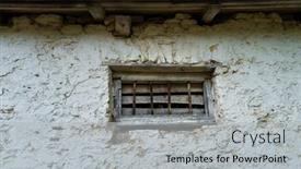  Presentation with wall paint - PPT theme having vintage-window-in-an-old background and a light gray colored foreground