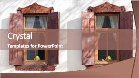  Presentation with windows - Cool new PPT theme with vintage windows with sand wall background backdrop and a coral colored foreground