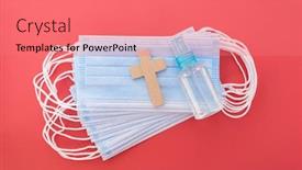  Presentation with medical cross - PPT theme enhanced with vintage-wooden-cross-with-medical background and a coral colored foreground