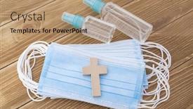  Presentation with medical cross - Slides with vintage-wooden-cross-with-medical background and a coral colored foreground