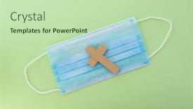  Presentation with medical cross - Colorful PPT theme enhanced with vintage-wooden-cross-with-medical backdrop and a soft green colored foreground