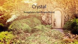  Presentation with fairy tale - Cool new slide set with vintage wooden fairy tale door backdrop and a yellow colored foreground