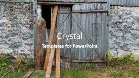  Presentation with barn - Presentation theme consisting of vintage-wooden-gate-of-farmhouse background and a gray colored foreground