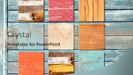  Presentation with red blue yellow - Cool new PPT theme with vintage-wooden-memo-board backdrop and a coral colored foreground