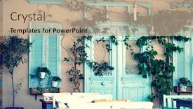  Presentation with flower pots - Amazing PPT layouts having vintage-wooden-wall-with-flower backdrop and a coral colored foreground