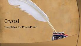  Presentation with quill pen - Slide deck consisting of vintage writing quill and inkwell background and a coral colored foreground