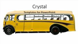  Presentation with school bus - PPT theme with vintage yellow school bus isolated background and a white colored foreground