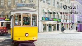  Presentation with tram - Colorful theme enhanced with vintage yellow tram backdrop and a light gray colored foreground