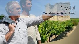  Presentation with winery - Colorful PPT theme enhanced with vintner visiting the winery backdrop and a light blue colored foreground