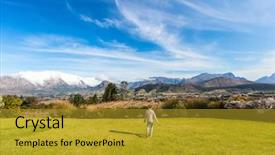  Presentation with cape town - Colorful presentation theme enhanced with vinyard - little girl enjoying view across backdrop and a gold colored foreground