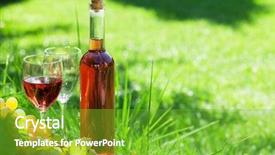  Presentation with bottle - Amazing slide deck having vinyard - rose wine bottle and grapes backdrop and a shamrock green colored foreground