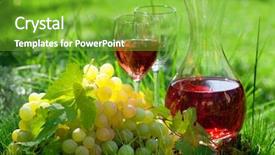  Presentation with wine - Colorful theme enhanced with vinyard - rose wine in decanter backdrop and a shamrock green colored foreground