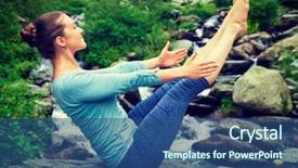  Presentation with waterfall woman - Presentation theme with vinyasa yoga asana navasana boat background and a ocean colored foreground