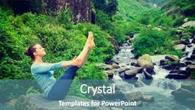  Presentation with waterfall woman - PPT theme having vinyasa yoga asana navasana boat background and a teal colored foreground