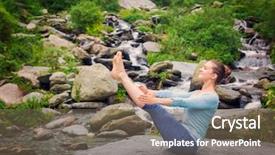  Presentation with waterfall woman - Slide deck consisting of vinyasa yoga asana navasana boat background and a violet colored foreground