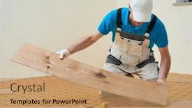  Presentation with vinyl - Slide deck with vinyl-floor-installation-close-up background and a coral colored foreground