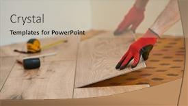  Presentation with flooring - Presentation theme consisting of vinyl-floor-installation-close-up background and a mint green colored foreground