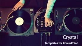  Presentation with vinyl - Slide set featuring vinyl record at party background and a wine colored foreground