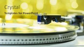  Presentation with record player - PPT layouts with vinyl-record-player-bright-lights background and a yellow colored foreground